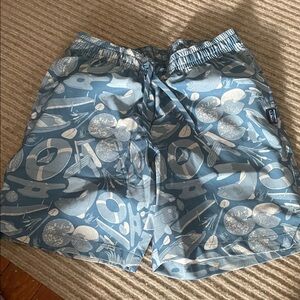L.L. Bean Blue and White Men's Swim Shorts